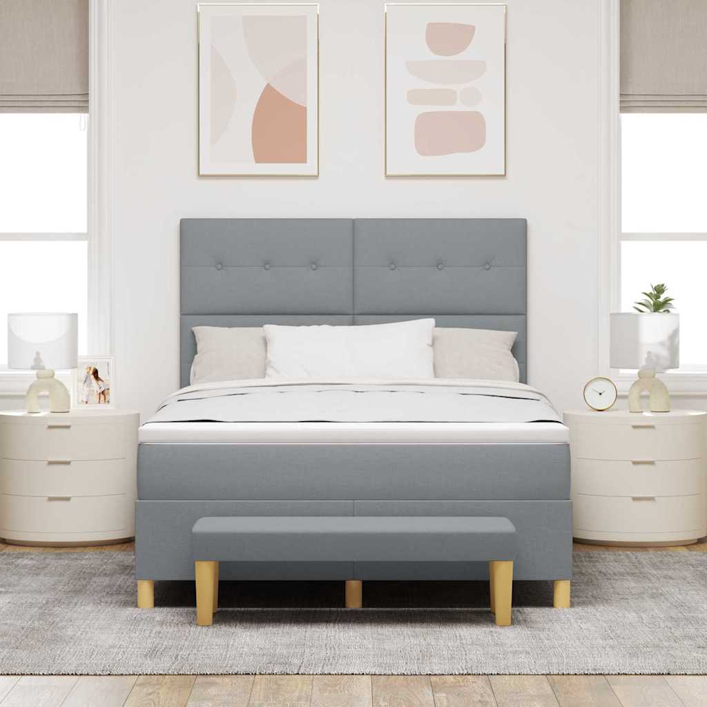 Κρεβάτι με ελατήρια Ανοιχτό γκρι 200 x 140 cm ύφασμα