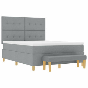 Κρεβάτι με ελατήρια Ανοιχτό γκρι 200 x 140 cm ύφασμα