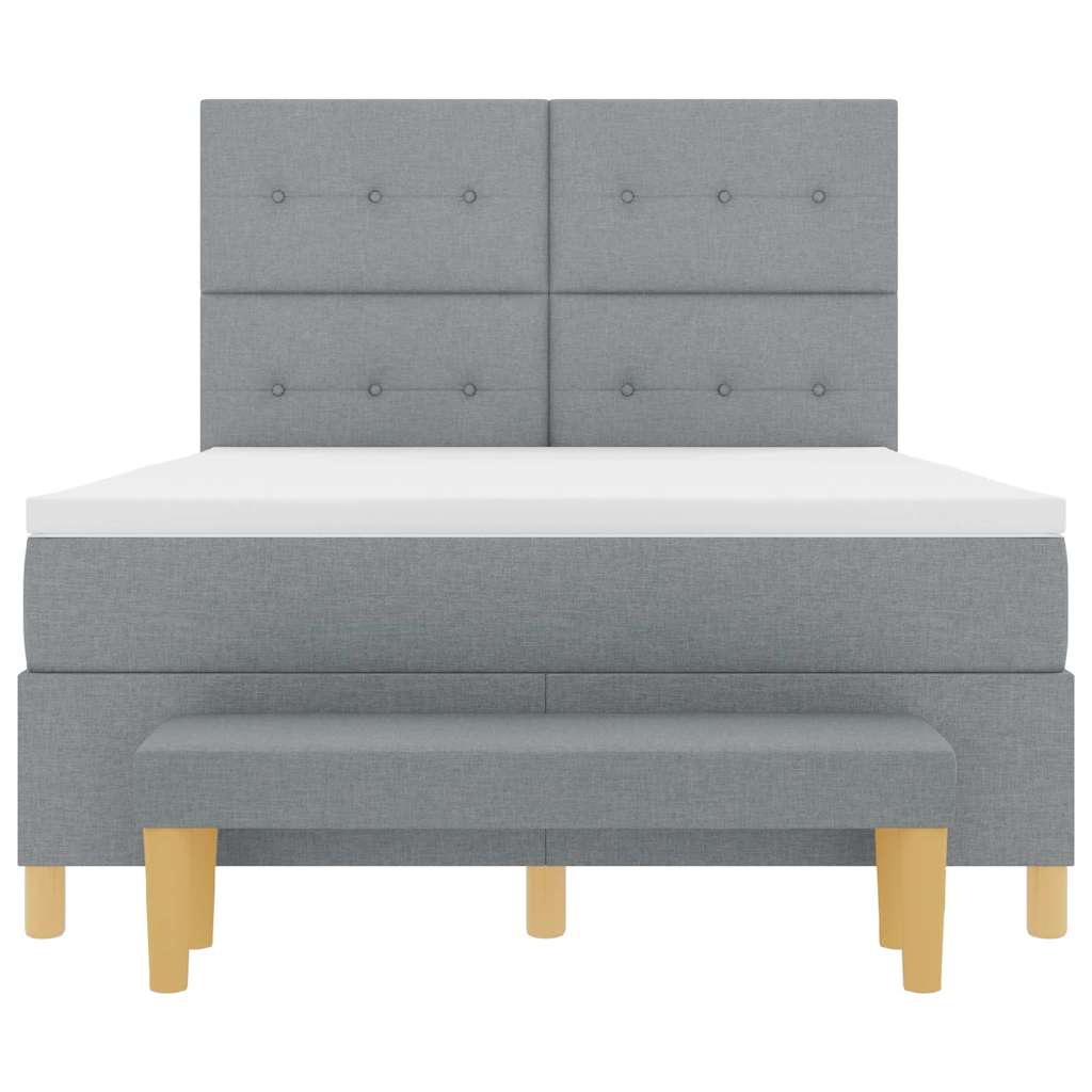 Κρεβάτι με ελατήρια Ανοιχτό γκρι 200 x 140 cm ύφασμα