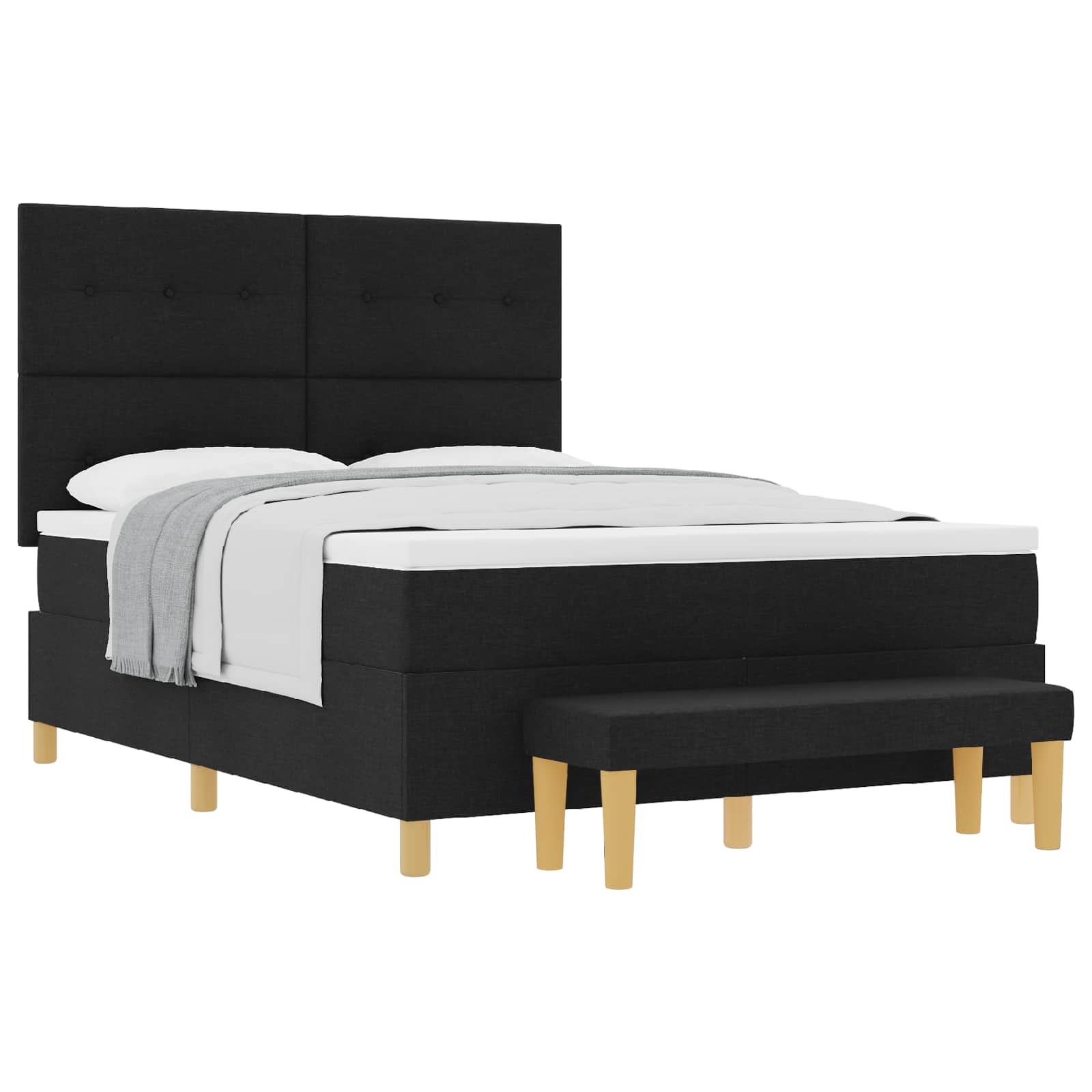 Κρεβάτι με ελατήρια με κεφαλάρι Μαύρο 200 x 140 cm ύφασμα - Pakobazaar