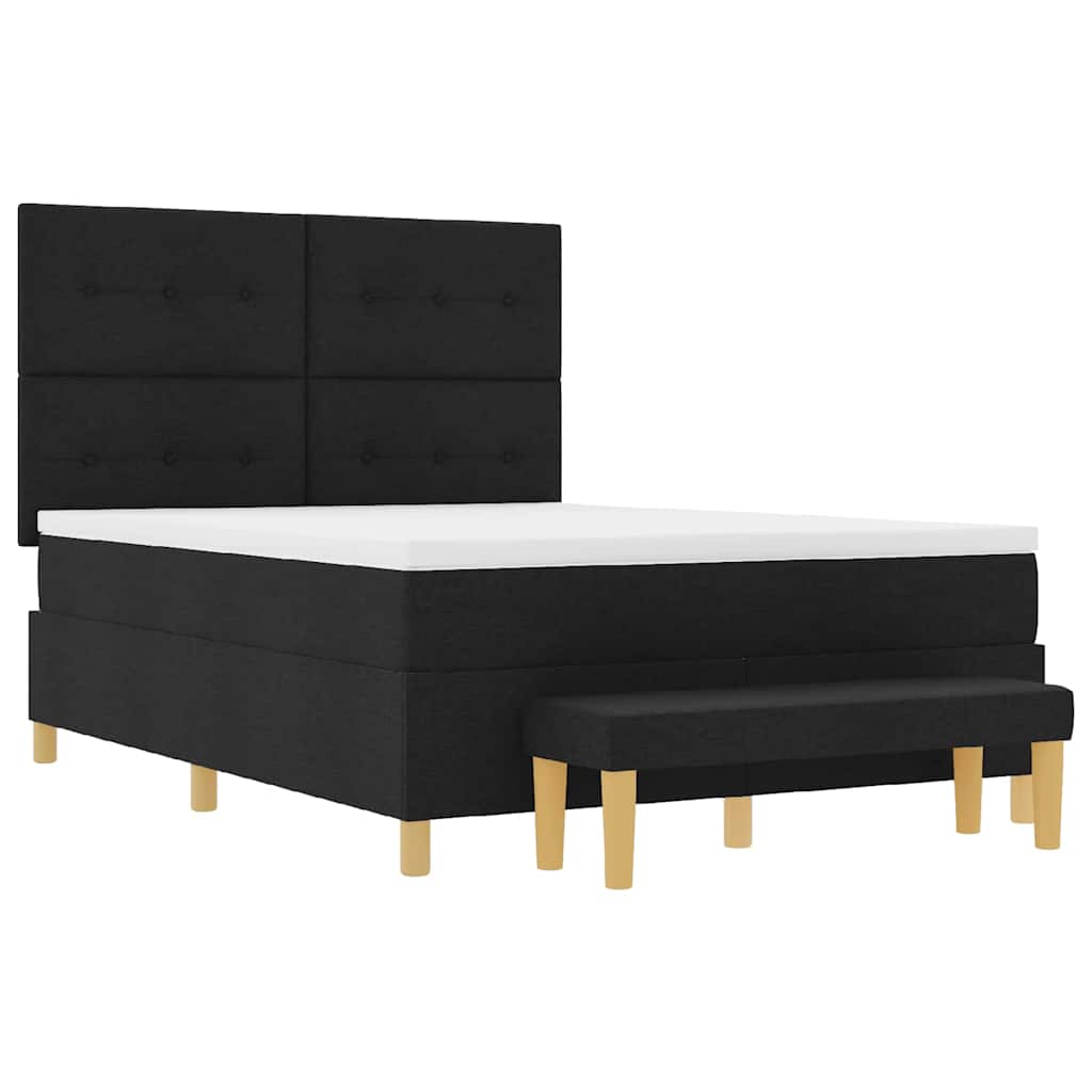 Κρεβάτι με ελατήρια με κεφαλάρι Μαύρο 200 x 140 cm ύφασμα - Pakobazaar