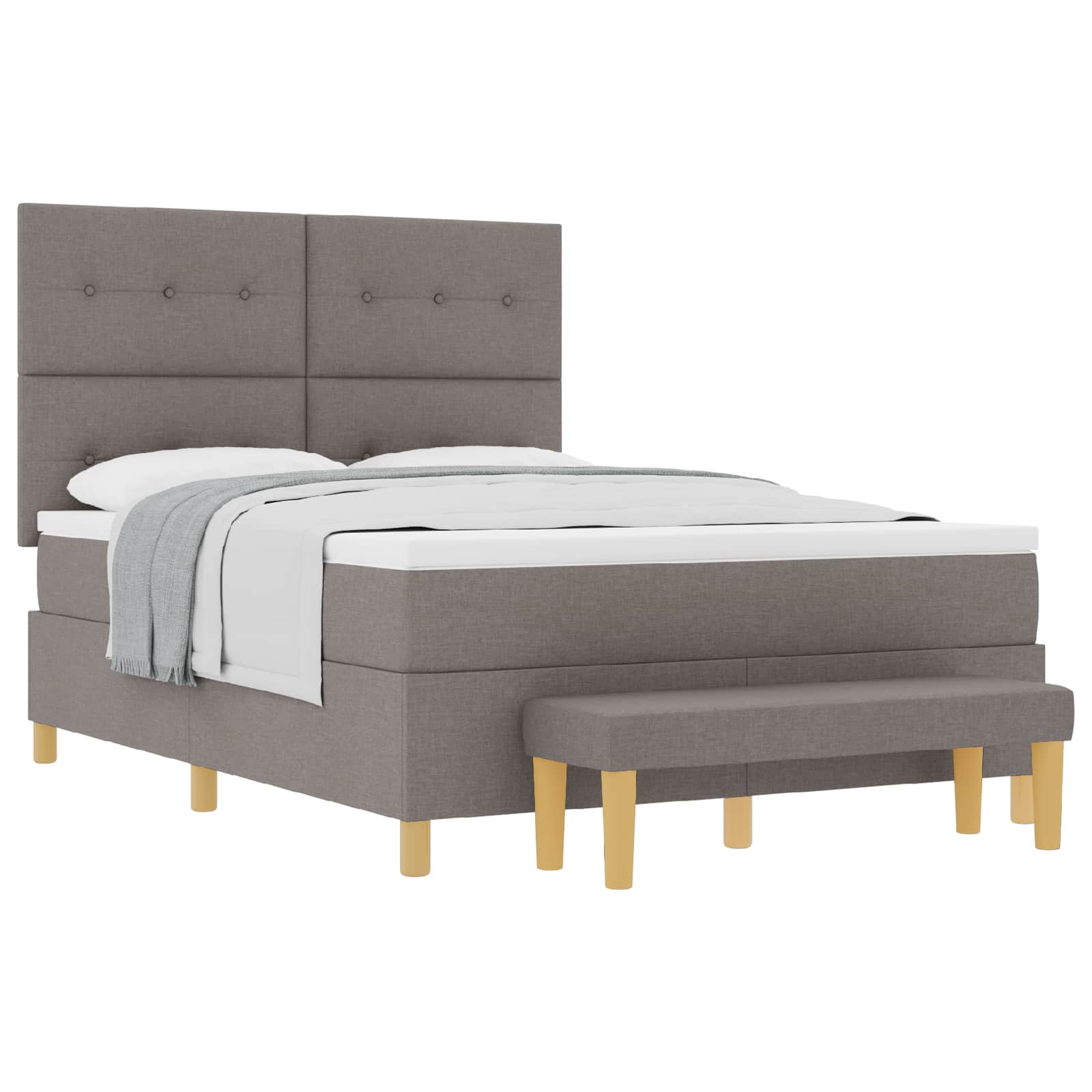 Κρεβάτι με ελατήρια με στρώμα Taupe 140 x 200 cm ύφασμα - Pakobazaar