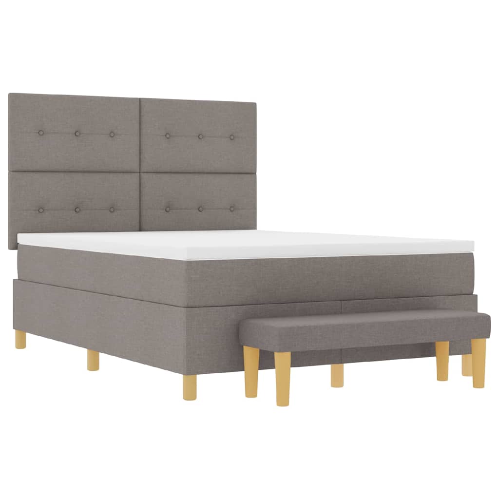Κρεβάτι με ελατήρια με στρώμα Taupe 140 x 200 cm ύφασμα - Pakobazaar