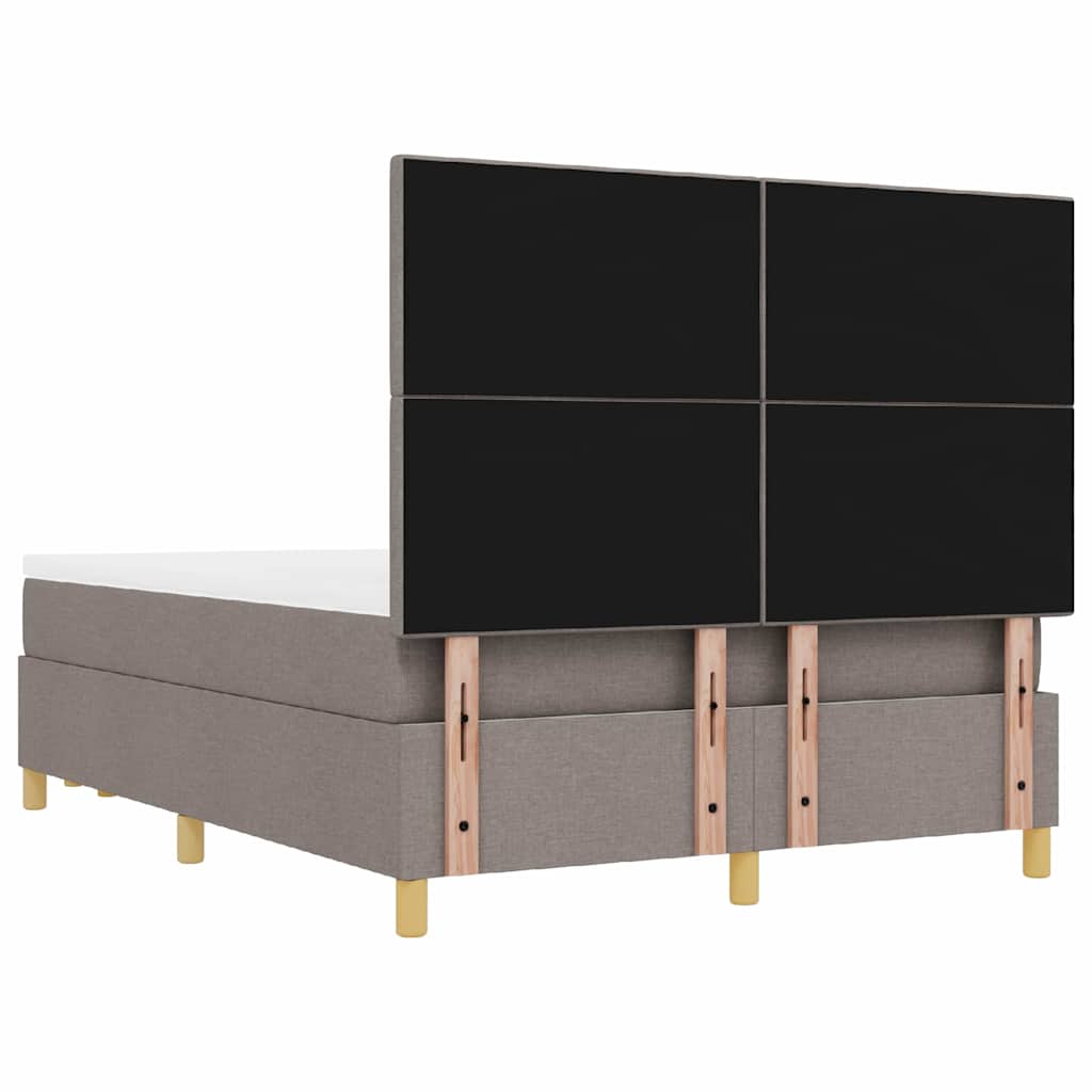 Κρεβάτι με ελατήρια με στρώμα Taupe 140 x 200 cm ύφασμα - Pakobazaar