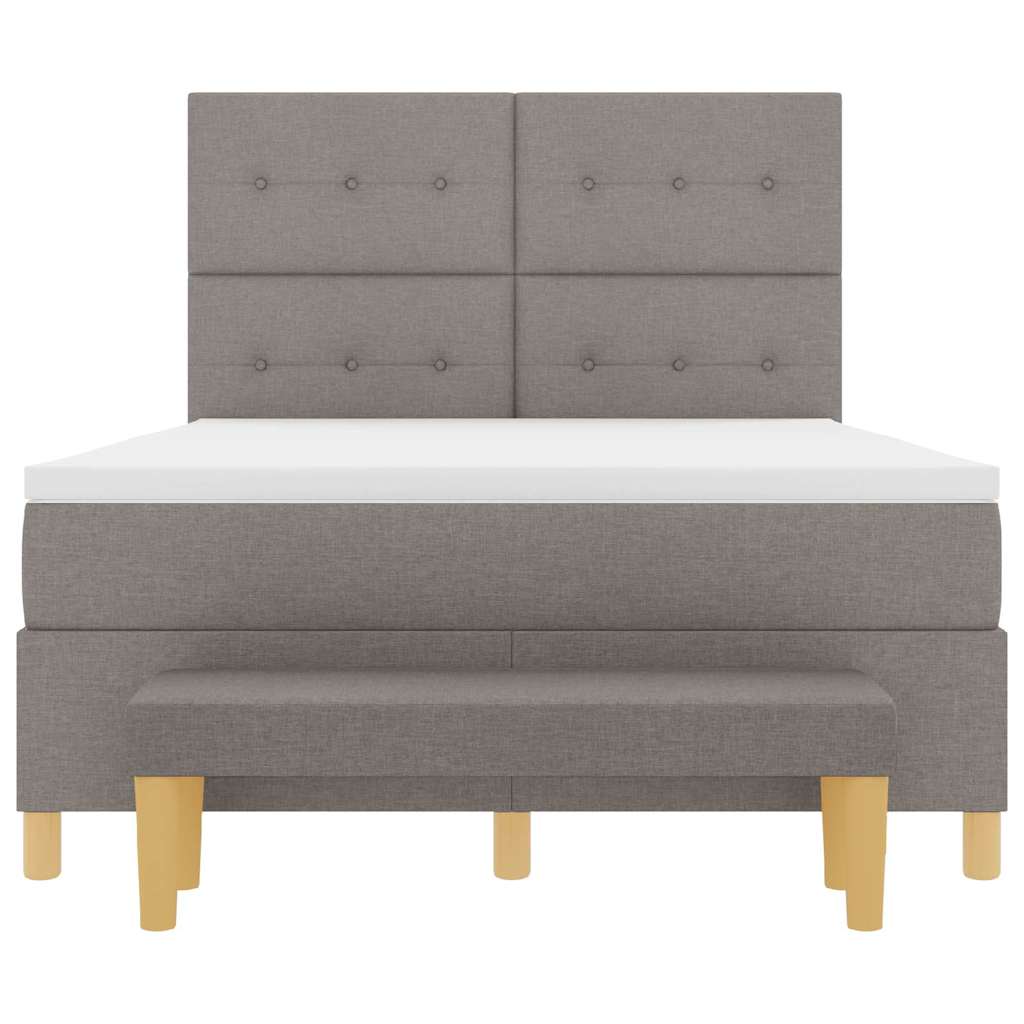Κρεβάτι με ελατήρια με στρώμα Taupe 140 x 200 cm ύφασμα - Pakobazaar