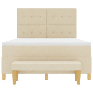 Κρεβάτι με ελατήρια με μαξιλάρι Κρεμ 200 x 140 cm ύφασμα