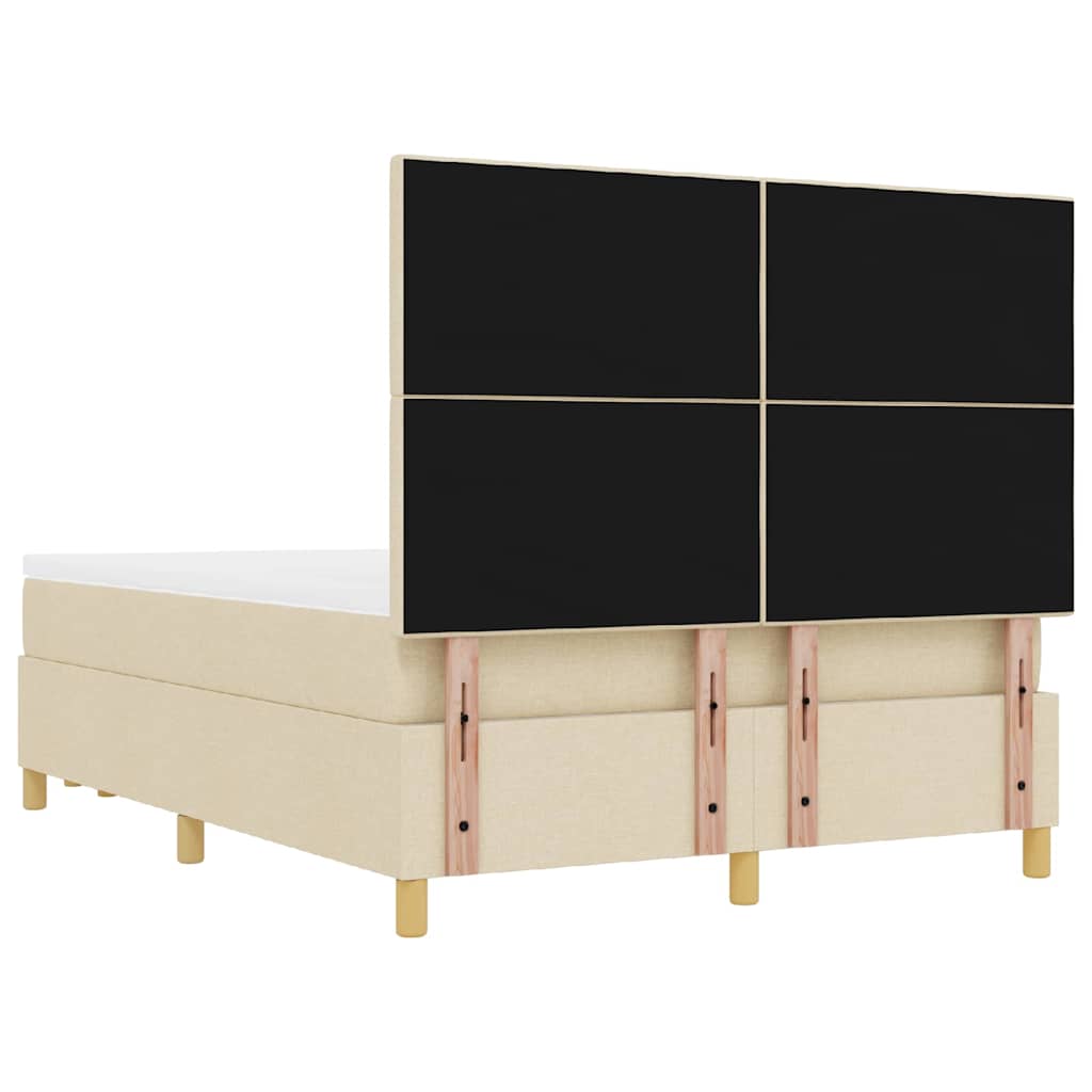 Κρεβάτι με ελατήρια με στρώμα Κρεμ 160 x 200 cm ύφασμα - Pakobazaar