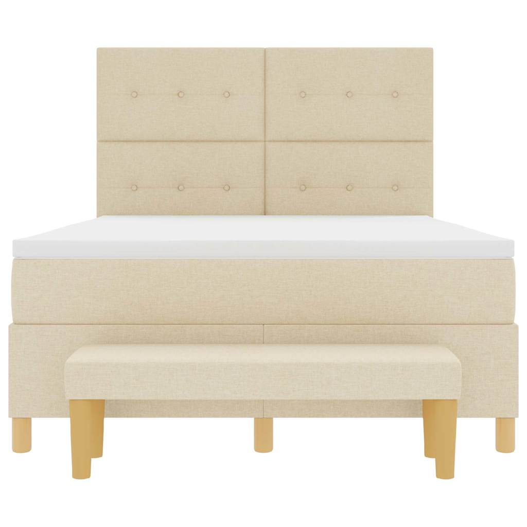Κρεβάτι με ελατήρια με στρώμα Κρεμ 160 x 200 cm ύφασμα - Pakobazaar