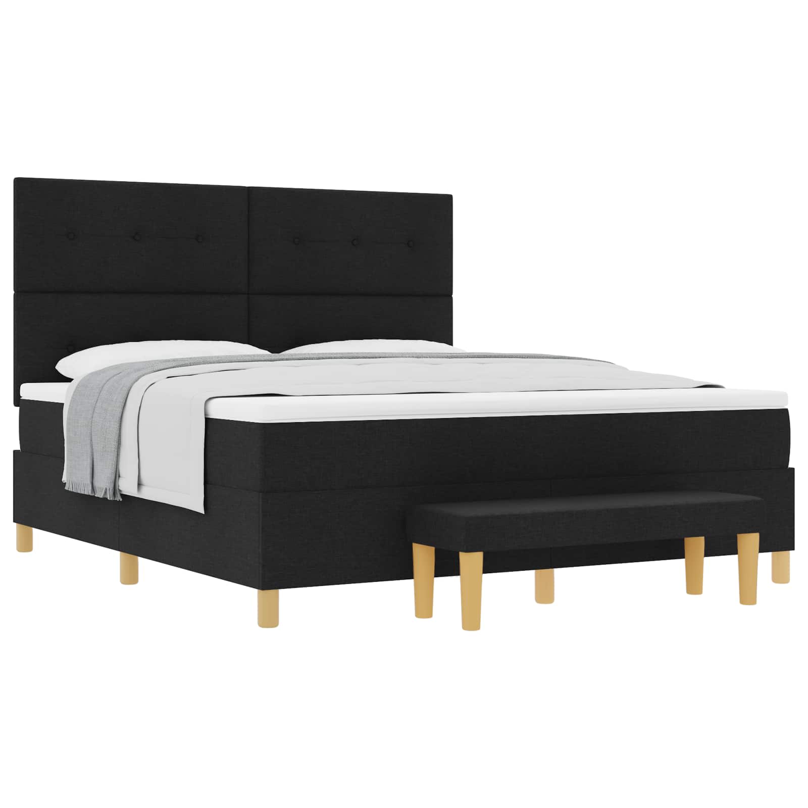 Κρεβάτι με ελατήρια με στρώμα Μαύρο 180 x 200 cm ύφασμα - Pakobazaar