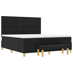 Κρεβάτι με ελατήρια με στρώμα Μαύρο 180 x 200 cm ύφασμα - Pakobazaar