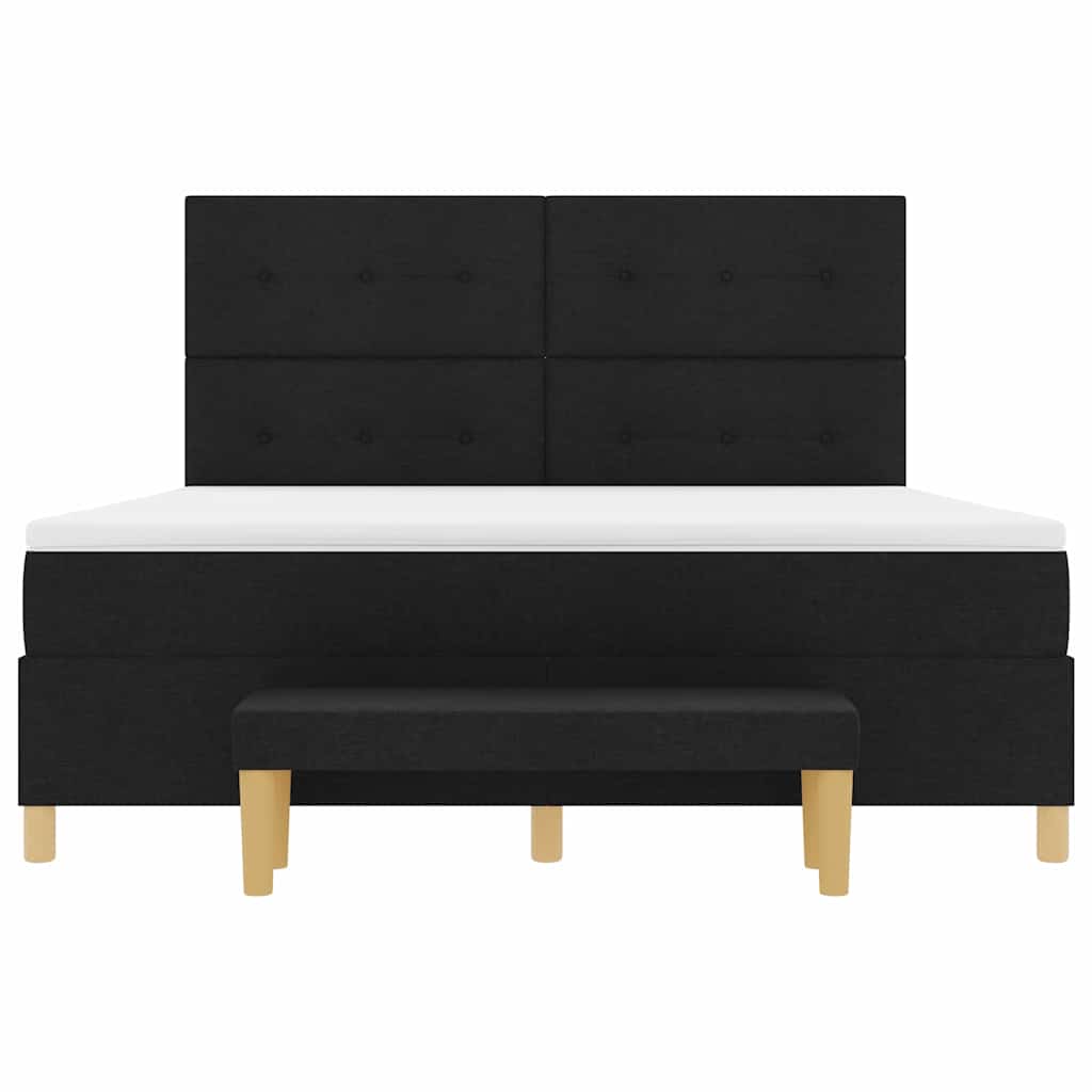 Κρεβάτι με ελατήρια με στρώμα Μαύρο 180 x 200 cm ύφασμα - Pakobazaar