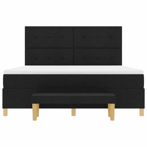Κρεβάτι με ελατήρια με στρώμα Μαύρο 180 x 200 cm ύφασμα - Pakobazaar