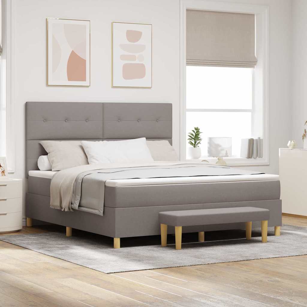 Κρεβάτι με ελατήρια με κεφαλάρι Taupe 200 x 180 cm ύφασμα