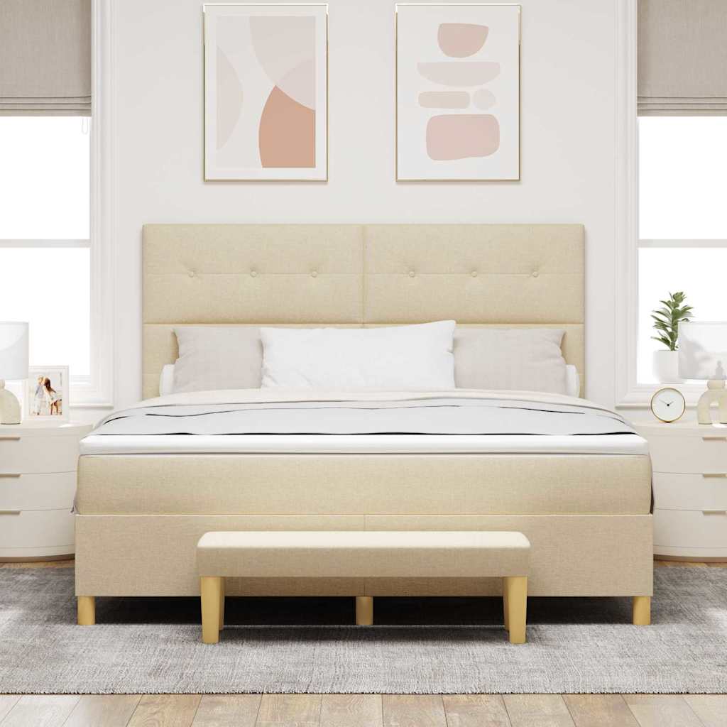 Κρεβάτι με ελατήρια με στρώμα Κρεμ 180 x 200 cm ύφασμα - Pakobazaar