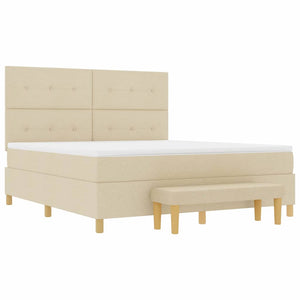 Κρεβάτι με ελατήρια με στρώμα Κρεμ 180 x 200 cm ύφασμα - Pakobazaar