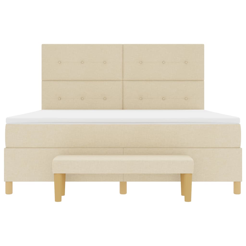 Κρεβάτι με ελατήρια με στρώμα Κρεμ 180 x 200 cm ύφασμα - Pakobazaar