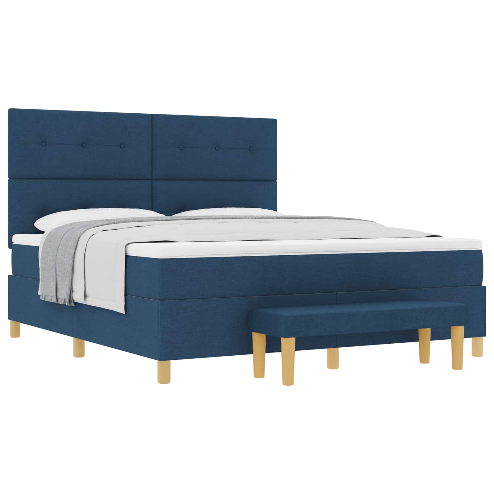 Κρεβάτι με ελατήρια με μαξιλάρι Μπλε 200 x 180 cm ύφασμα - Pakobazaar