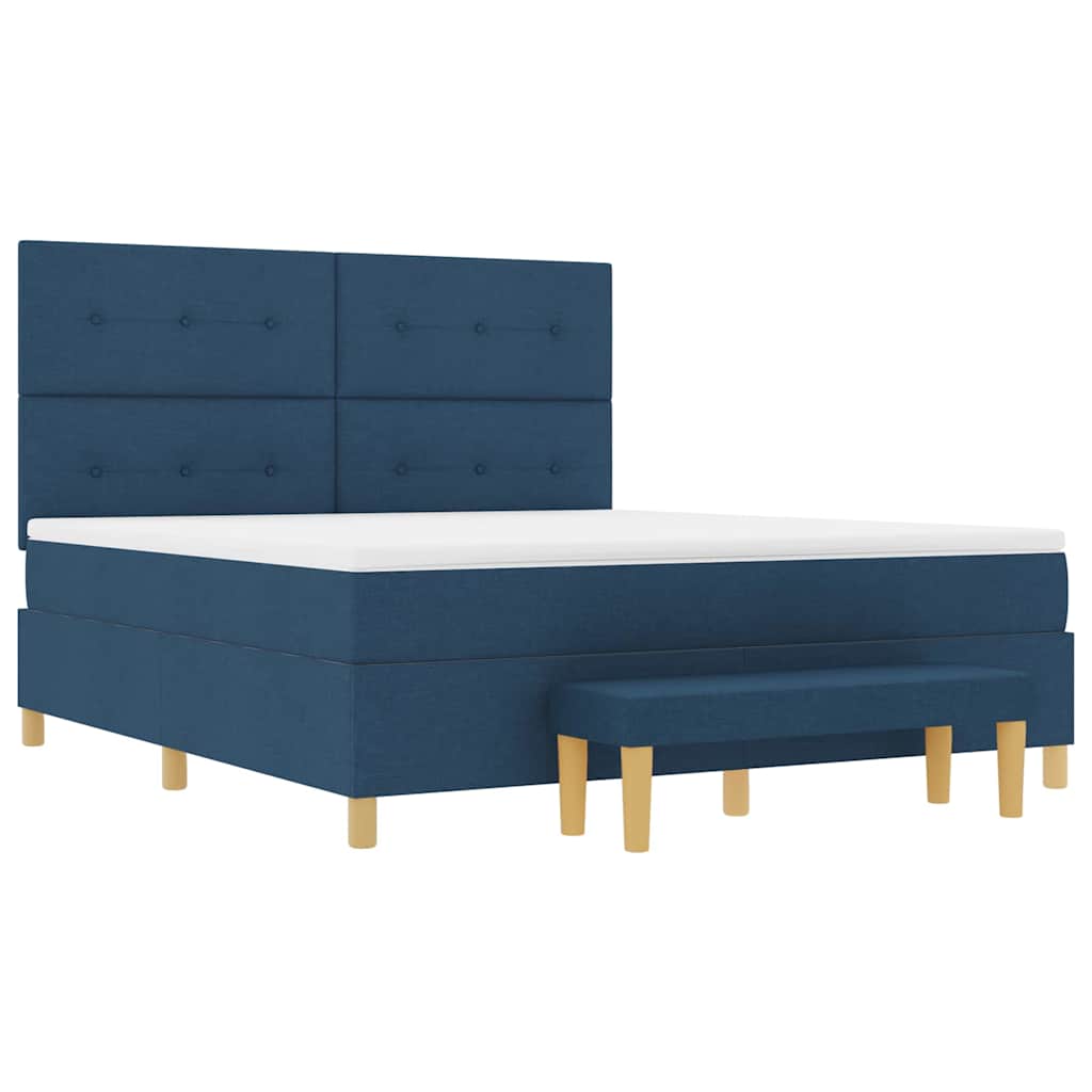 Κρεβάτι με ελατήρια με μαξιλάρι Μπλε 200 x 180 cm ύφασμα - Pakobazaar