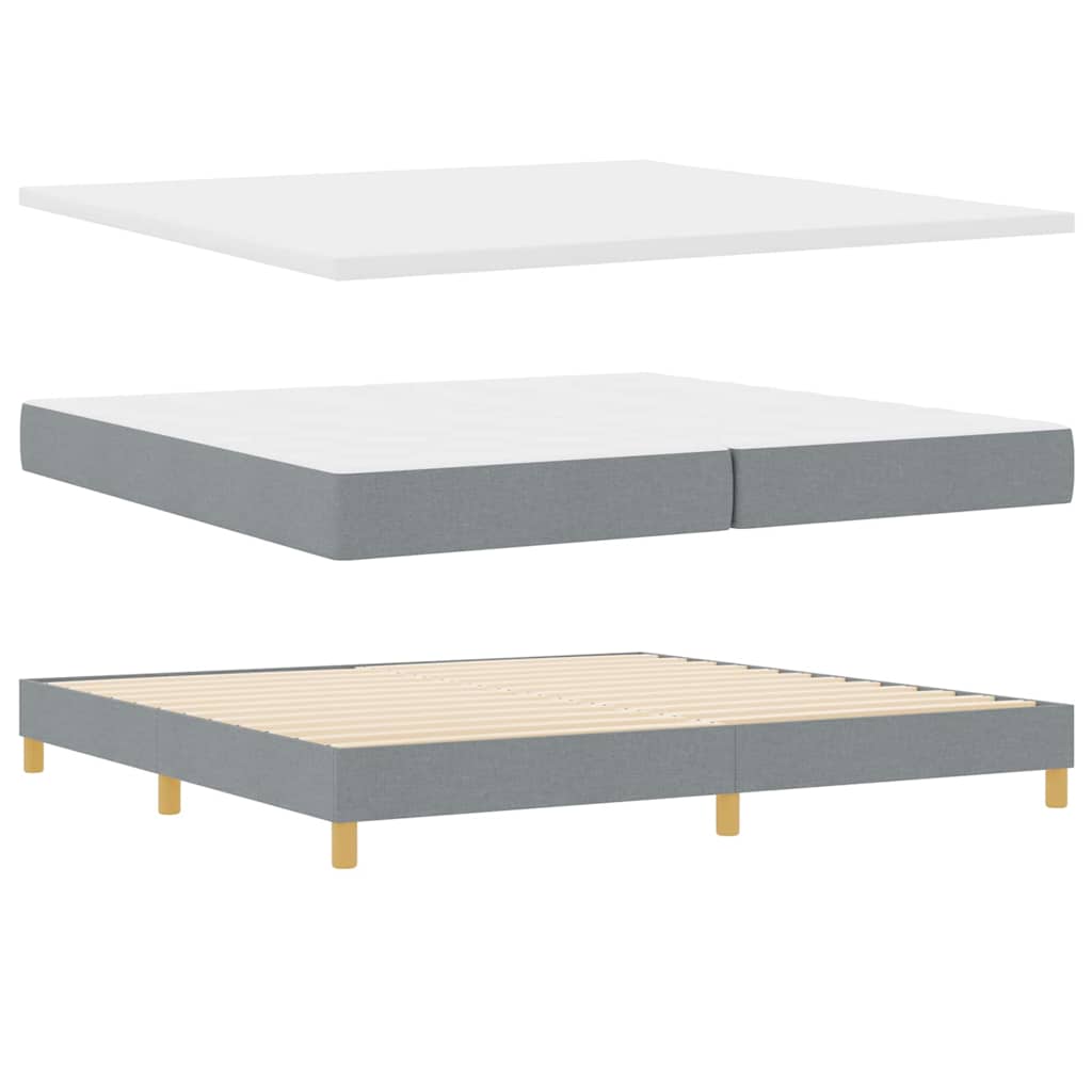 Κρεβάτι με ελατήρια Ανοιχτό γκρι 200 x 200 cm ύφασμα - Pakobazaar