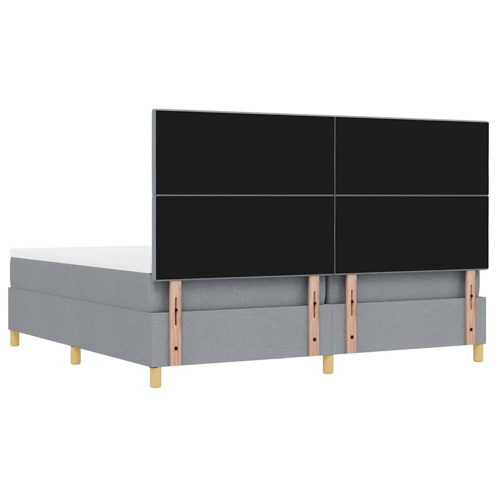 Κρεβάτι με ελατήρια Ανοιχτό γκρι 200 x 200 cm ύφασμα - Pakobazaar