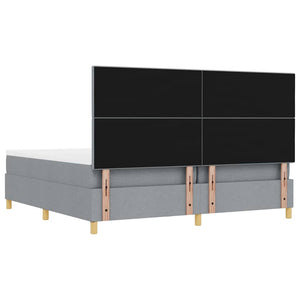 Κρεβάτι με ελατήρια Ανοιχτό γκρι 200 x 200 cm ύφασμα - Pakobazaar