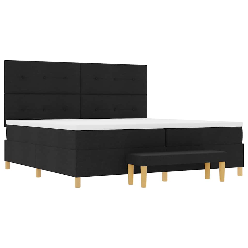 Κρεβάτι με ελατήρια με κεφαλάρι Μαύρο 200 x 200 cm ύφασμα - Pakobazaar