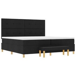 Κρεβάτι με ελατήρια με κεφαλάρι Μαύρο 200 x 200 cm ύφασμα - Pakobazaar