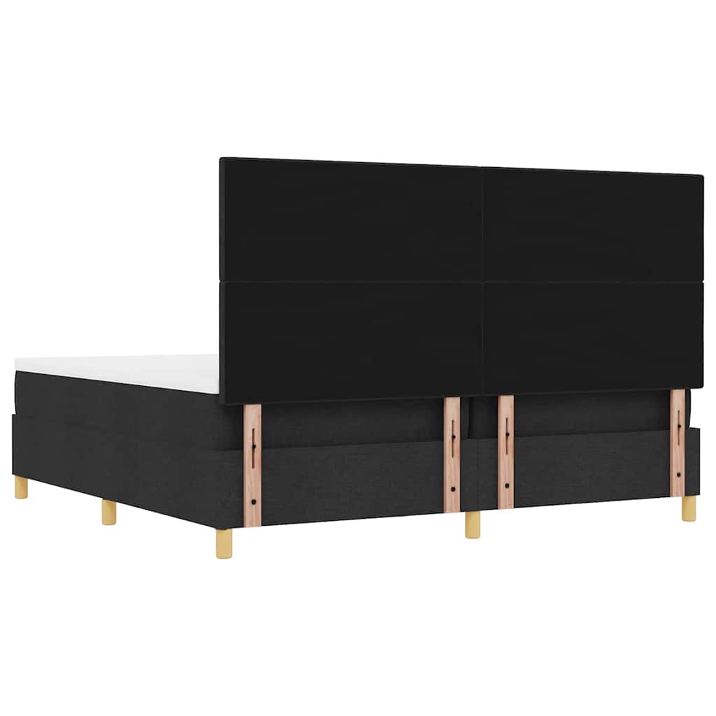 Κρεβάτι με ελατήρια με κεφαλάρι Μαύρο 200 x 200 cm ύφασμα - Pakobazaar