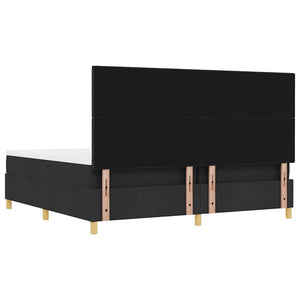 Κρεβάτι με ελατήρια με κεφαλάρι Μαύρο 200 x 200 cm ύφασμα - Pakobazaar