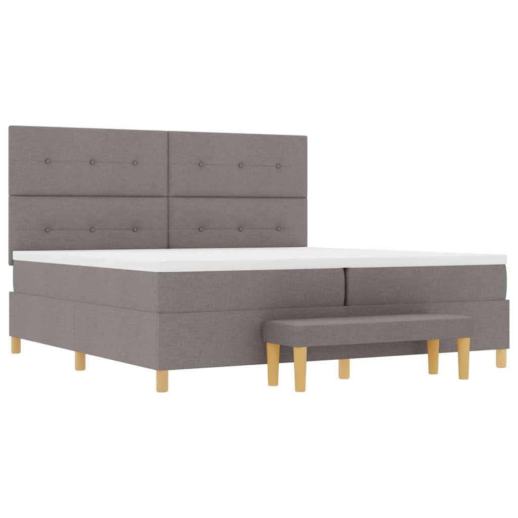 Κρεβάτι με ελατήρια με στρώμα Taupe 200 x 200 cm ύφασμα - Pakobazaar