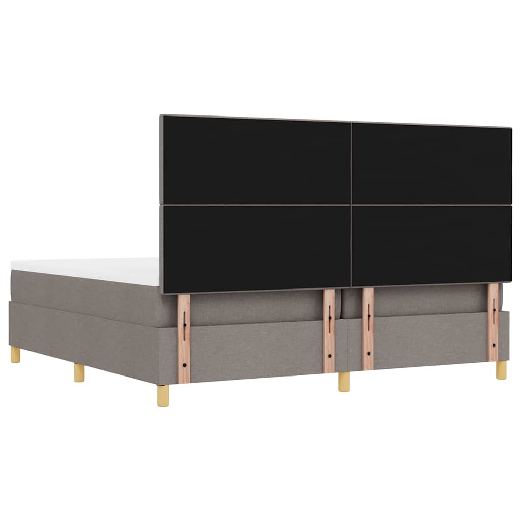 Κρεβάτι με ελατήρια με στρώμα Taupe 200 x 200 cm ύφασμα - Pakobazaar