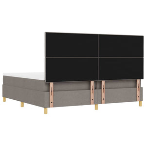 Κρεβάτι με ελατήρια με κεφαλάρι Taupe 200 x 200 cm ύφασμα - Pakobazaar