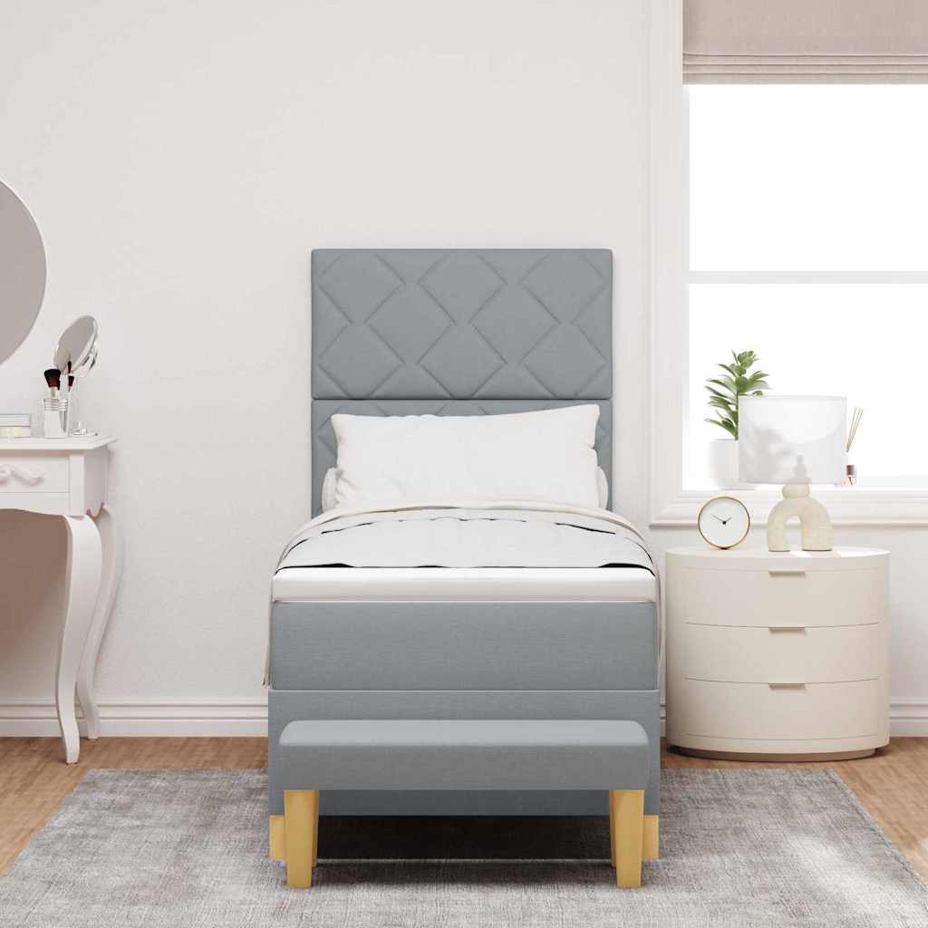 Κρεβάτι με ελατήρια με στρώμα Ανοιχτό γκρι 80 x 200 cm ύφασμα - Pakobazaar