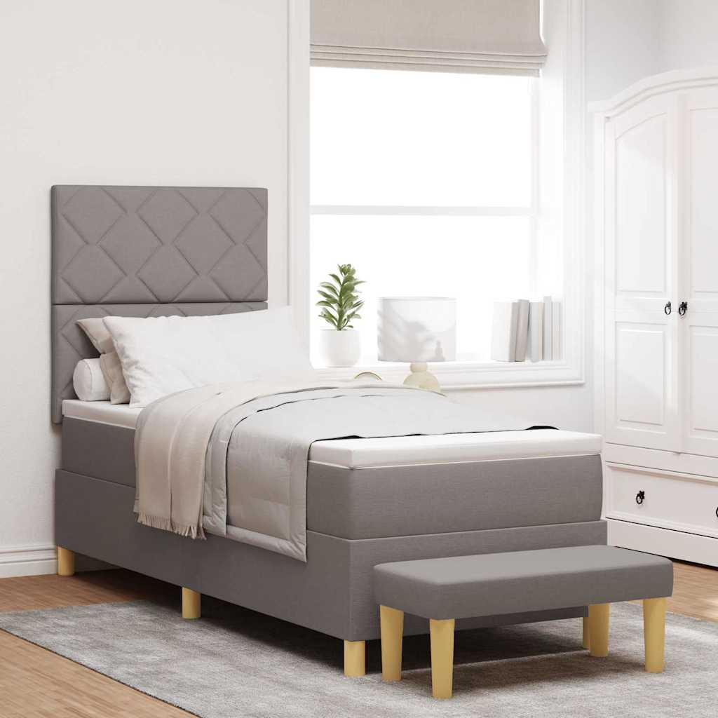 Κρεβάτι με ελατήρια με στρώμα Taupe 80 x 200 cm ύφασμα - Pakobazaar