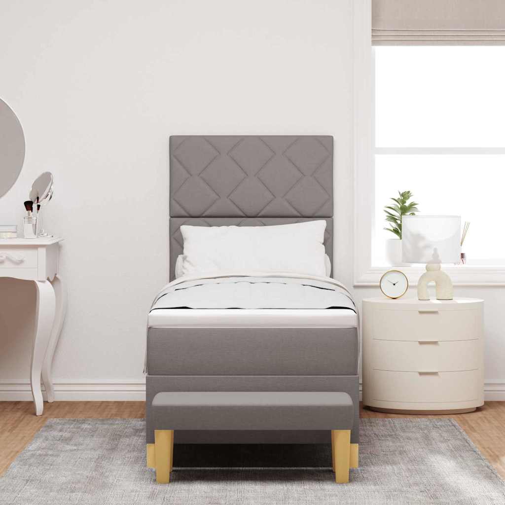 Κρεβάτι με ελατήρια με στρώμα Taupe 80 x 200 cm ύφασμα - Pakobazaar