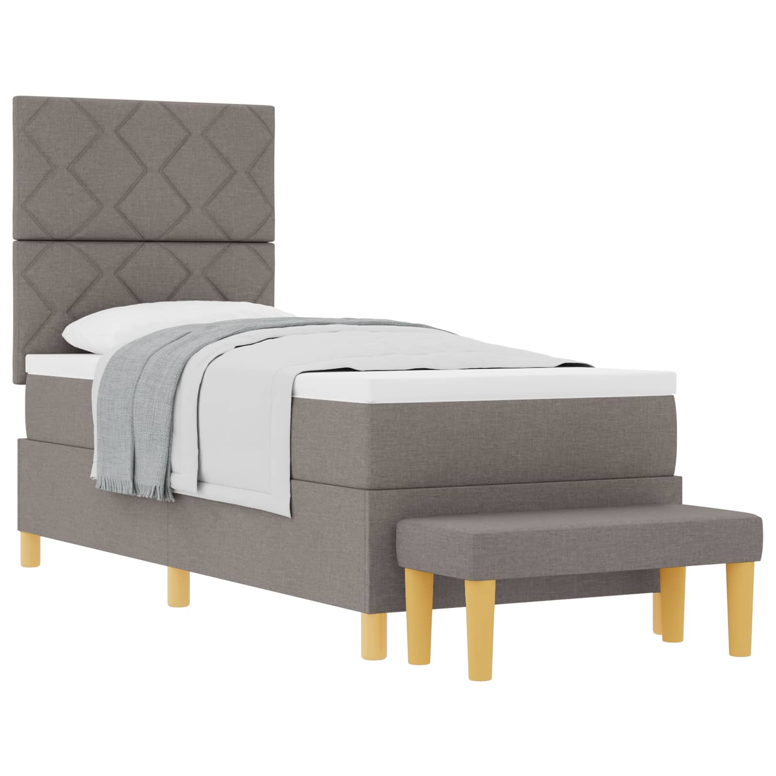 Κρεβάτι με ελατήρια με στρώμα Taupe 80 x 200 cm ύφασμα - Pakobazaar