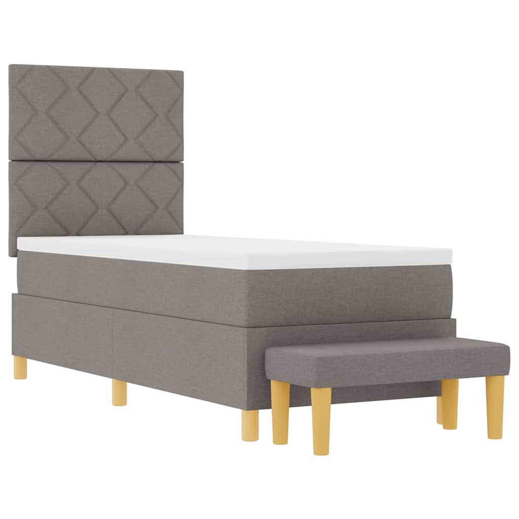 Κρεβάτι με ελατήρια με στρώμα Taupe 80 x 200 cm ύφασμα - Pakobazaar