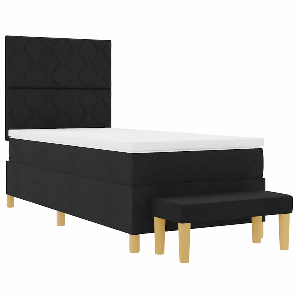 Κρεβάτι με ελατήρια με μαξιλάρι Μαύρο 190 x 90 cm ύφασμα - Pakobazaar