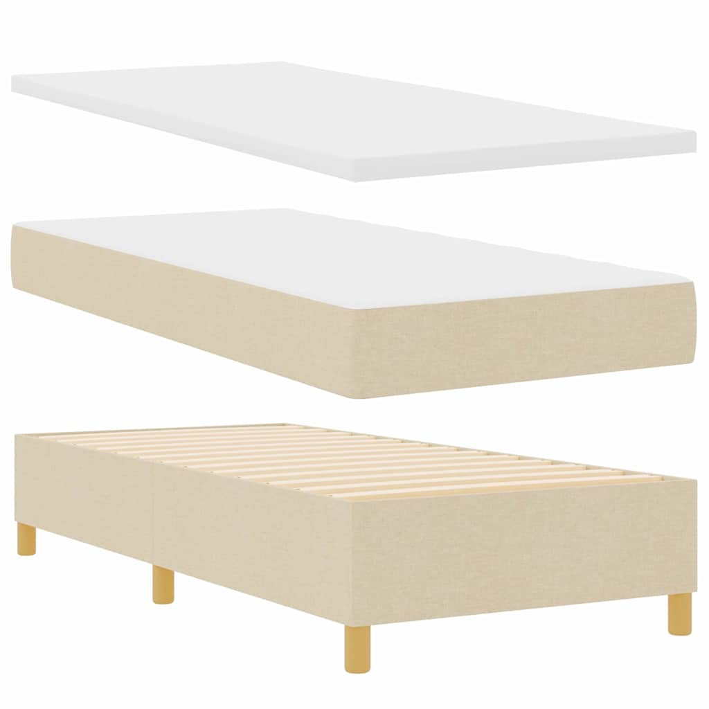 Κρεβάτι με ελατήρια με μαξιλάρι Κρεμ 190 x 90 cm ύφασμα - Pakobazaar