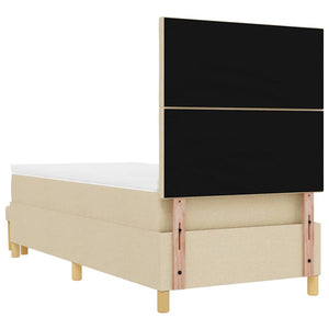 Κρεβάτι με ελατήρια με μαξιλάρι Κρεμ 190 x 90 cm ύφασμα - Pakobazaar