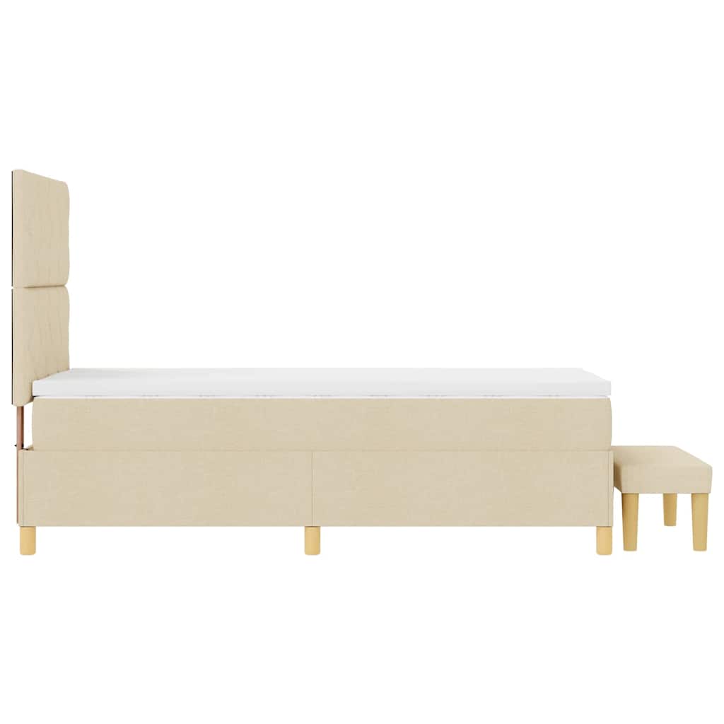 Κρεβάτι με ελατήρια με μαξιλάρι Κρεμ 190 x 90 cm ύφασμα - Pakobazaar