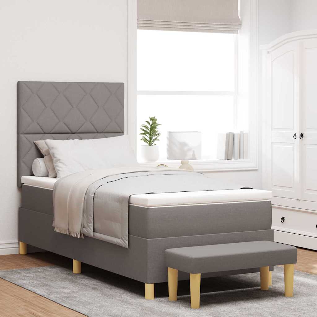 Κρεβάτι με ελατήρια με κεφαλάρι Taupe 90 x 200 cm ύφασμα