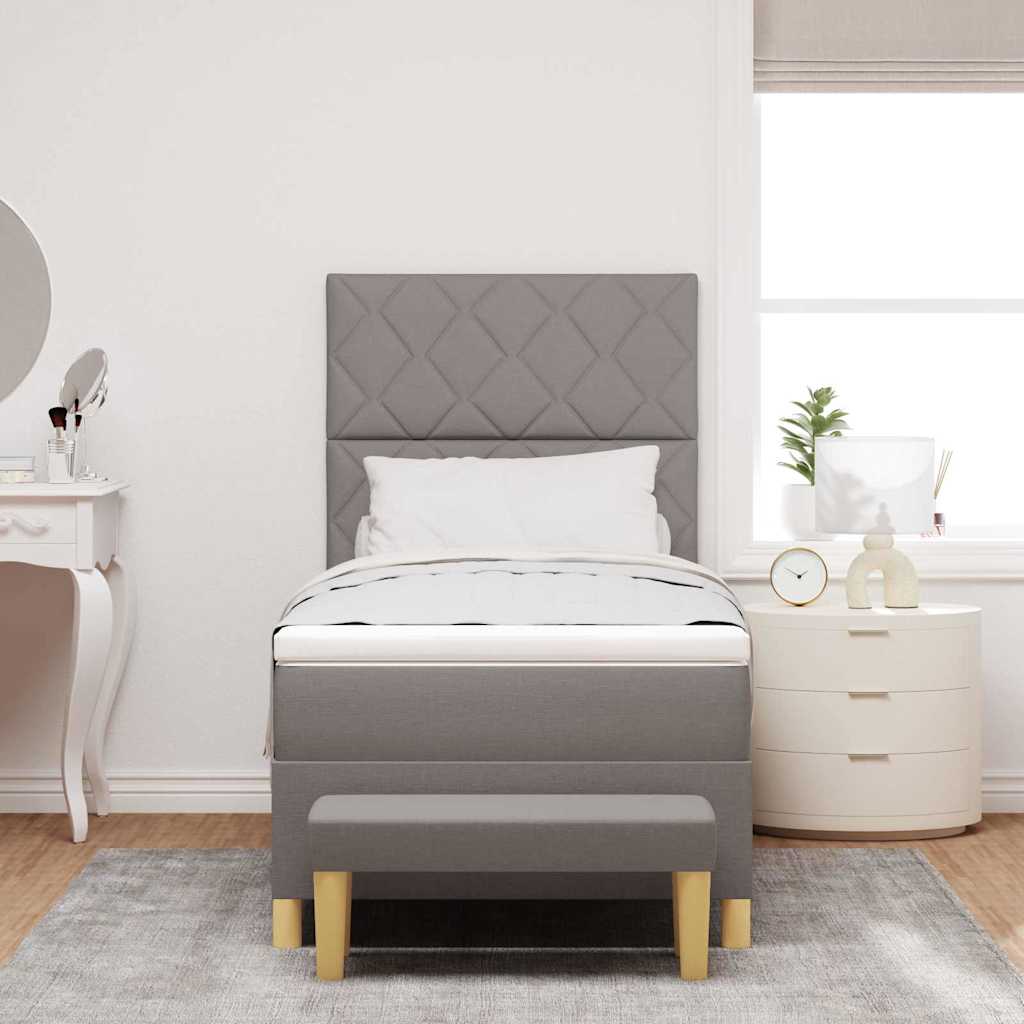 Κρεβάτι με ελατήρια με κεφαλάρι Taupe 90 x 200 cm ύφασμα
