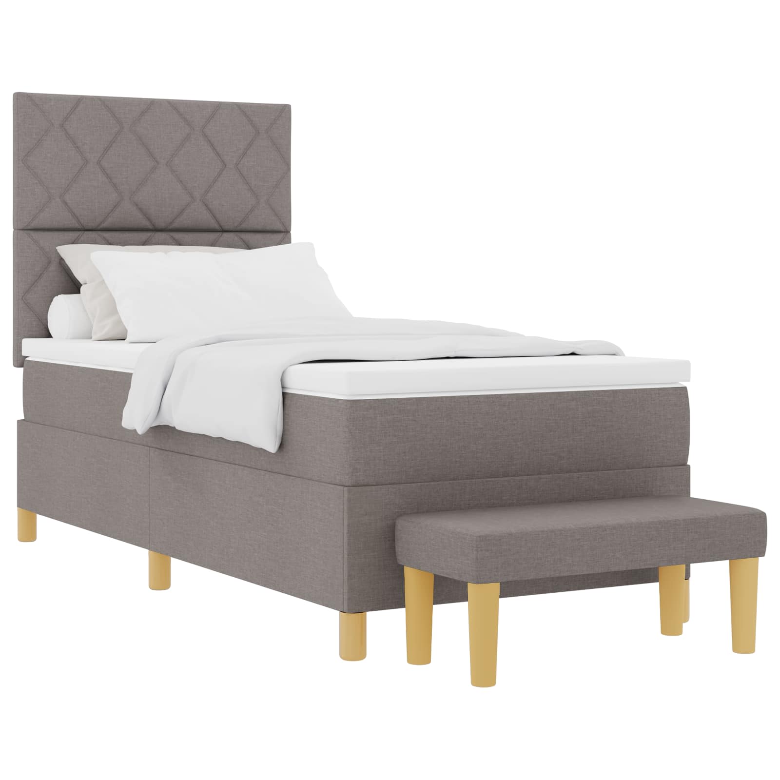 Κρεβάτι με ελατήρια με κεφαλάρι Taupe 90 x 200 cm ύφασμα