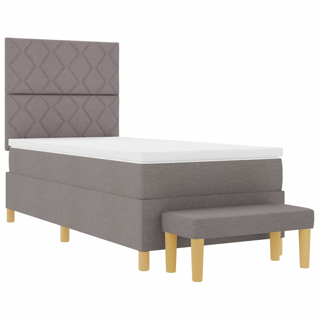 Κρεβάτι με ελατήρια με κεφαλάρι Taupe 90 x 200 cm ύφασμα
