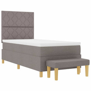 Κρεβάτι με ελατήρια με κεφαλάρι Taupe 90 x 200 cm ύφασμα