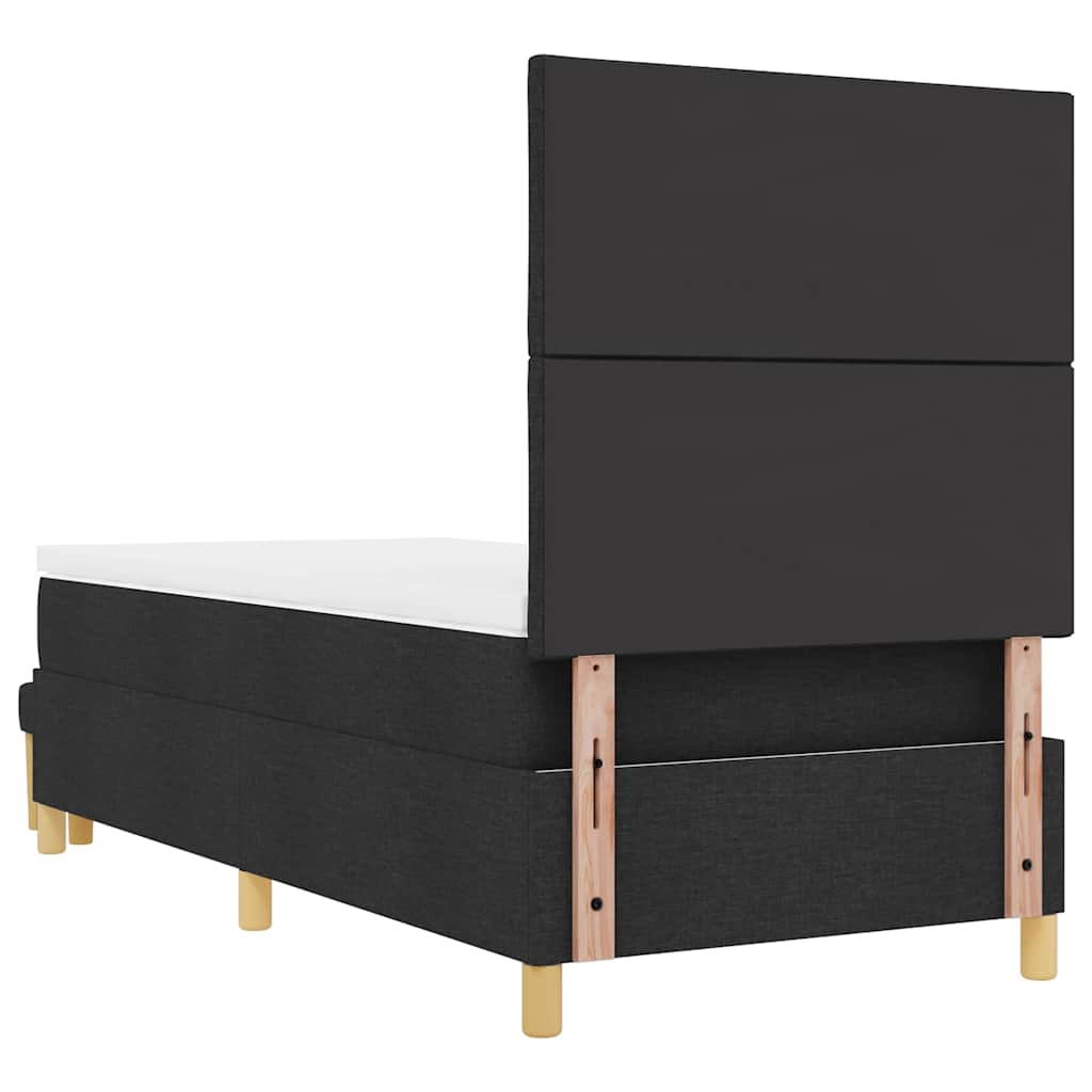 Κρεβάτι με ελατήρια με στρώμα Μαύρο 100 x 200 cm ύφασμα - Pakobazaar