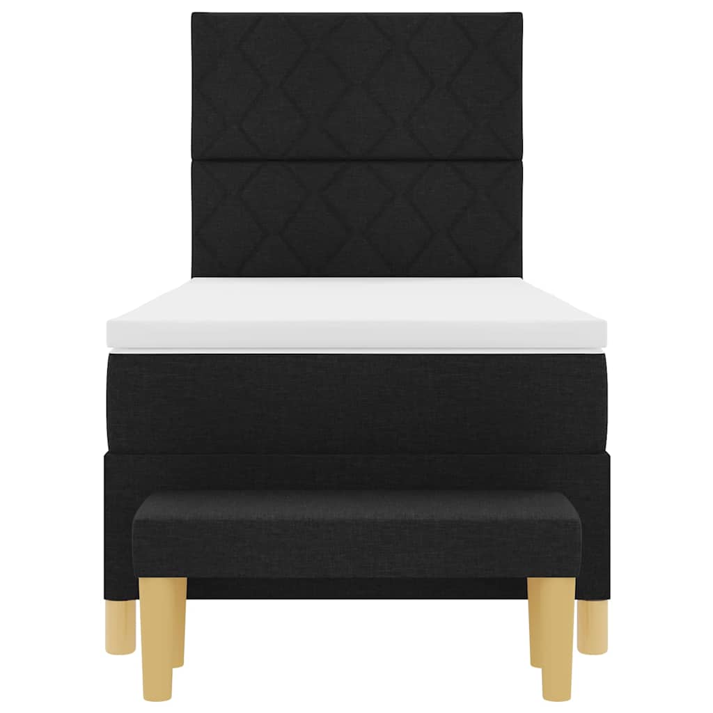 Κρεβάτι με ελατήρια με στρώμα Μαύρο 100 x 200 cm ύφασμα - Pakobazaar