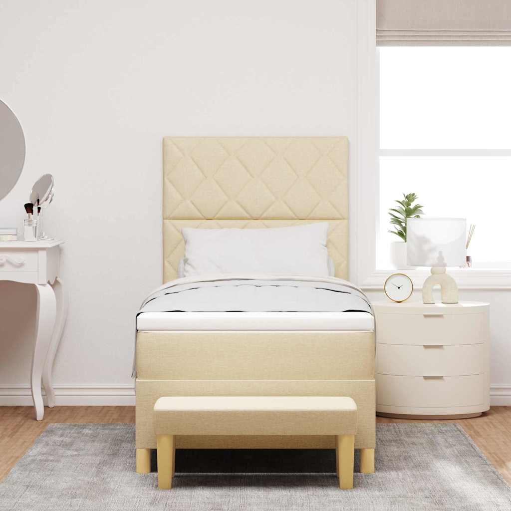 Κρεβάτι με ελατήρια με στρώμα Κρεμ 100 x 200 cm ύφασμα - Pakobazaar