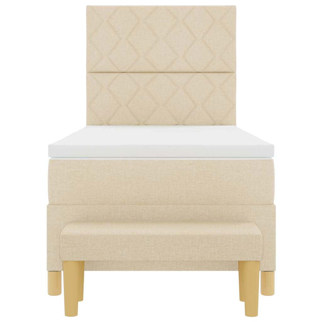 Κρεβάτι με ελατήρια με στρώμα Κρεμ 100 x 200 cm ύφασμα - Pakobazaar